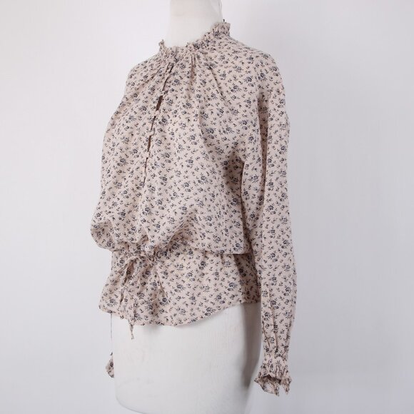 Joie Top Sz S Lt Pink Lavender Multi Color Floral Collared Cotton Viscose Top - Picture 5 of 13